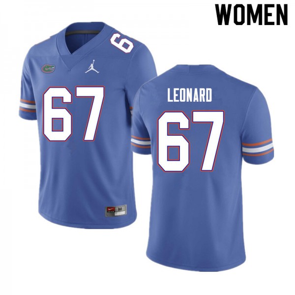 Women #67 Richie Leonard Florida Gators College Football Jerseys Blue